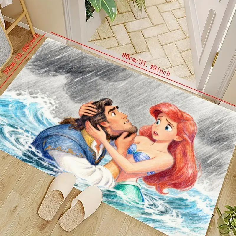 

1 шт. Дисней Русалочка Ариэль и принц Эрик Романтическая сцена океана напольный коврик, коврик в стиле аниме с героями мультфильмов, нескользящий декор