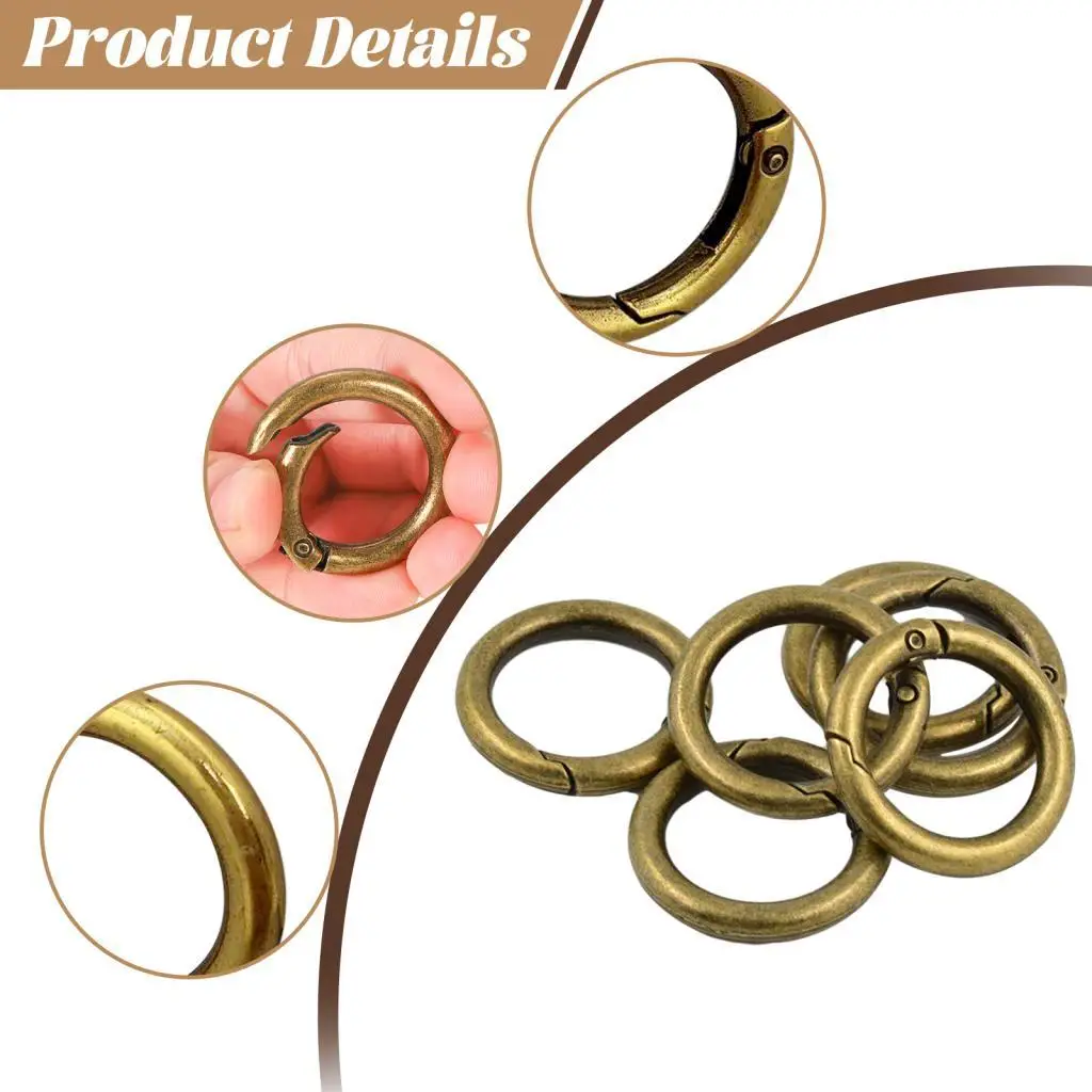 Snap Hook Circle Rings Zinc Alloy Clasp Round Shape Keychain Findings for DIY Jewelry and Dog Leash Crafting