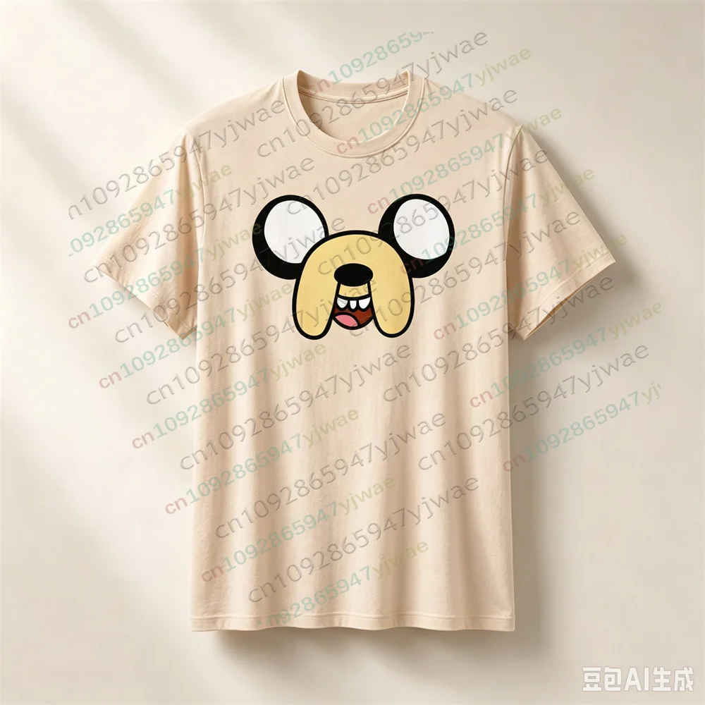 Jake Face T-Shirt, gelbes T-Shirt mit Cartoon-Hund-Motiv, süßes T-Shirt im Abenteuerstil, hochwertiges Oberteil, Sommer-T-Shirts für Damen und Herren. – Detail 6