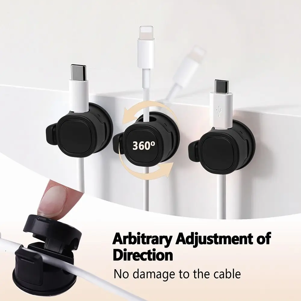 Picture 3: 3Pcs Wire Arrangement Magnetic Cable Organizer Adjustable Adhesive Cord Holder Rotatable Cable Clips Nightstand