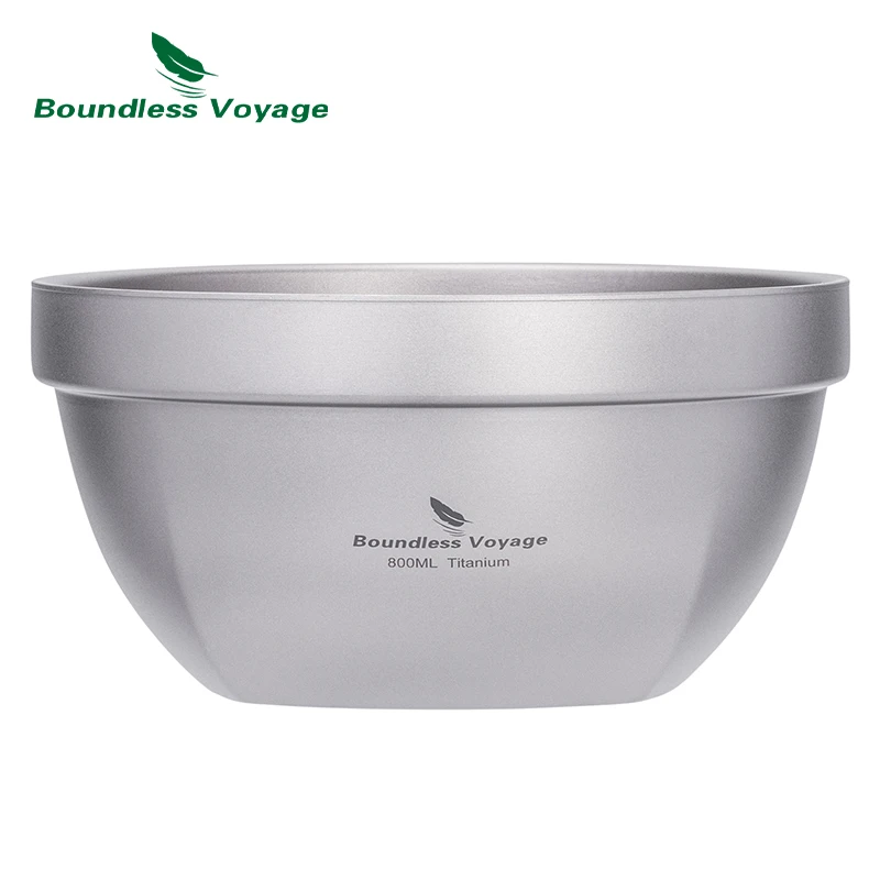 Boundless Voyage Titanium Double-layer Bowl Lightweight Portable Soup Salad Bowl Outdoor Camping Tableware 800ml