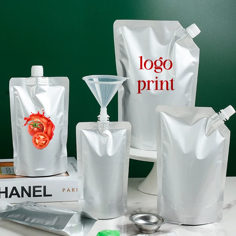 Cold Hot Drink Sauce Packaging Sealed Light Proof Beverage Packaging Custom Printed Food Grade Sealed Stand Up Bags