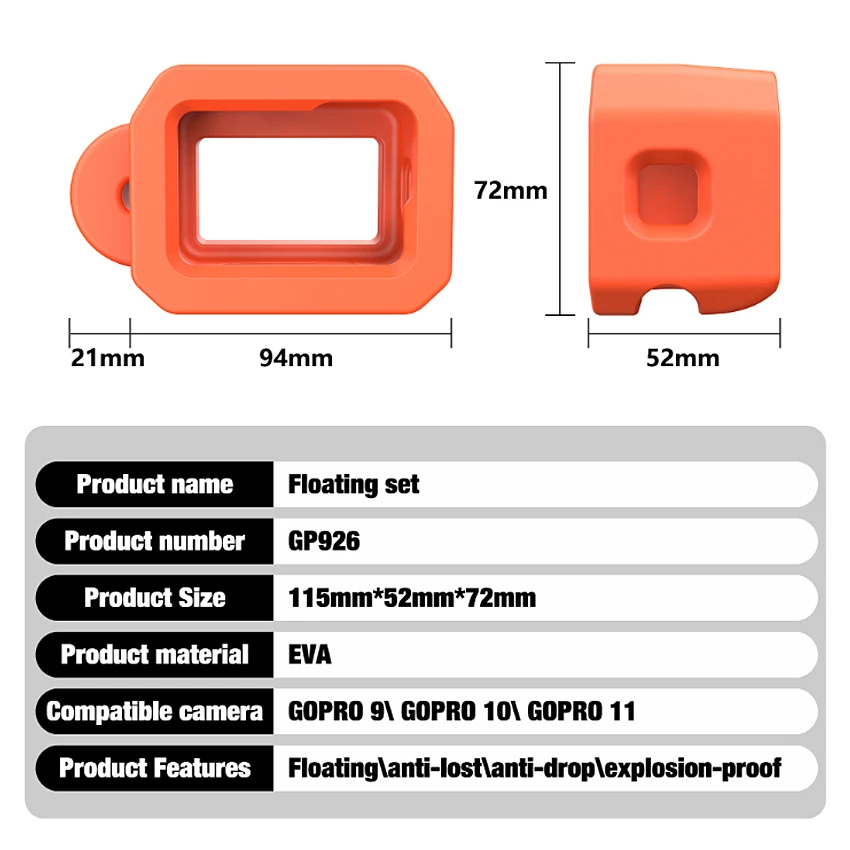 Para gopro hero 13 12 11 10 9 acessórios à prova dwaterproof água mergulho flutuante caso quadro surf espuma flutuador