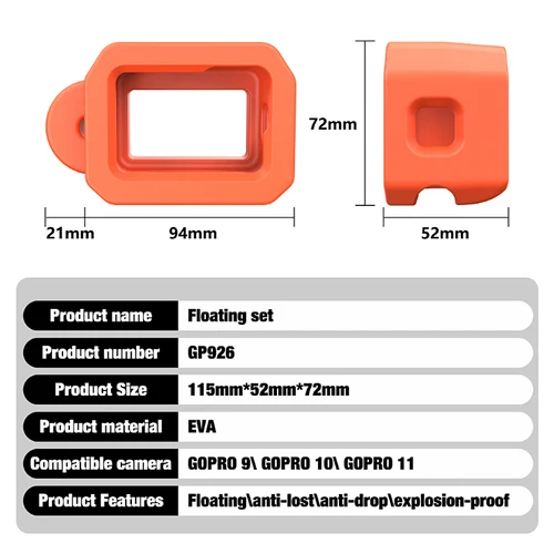 Imagen 2 del producto Para Gopro Hero 13 12 11 10 9 accesorios impermeable buceo flotante funda marco surf flotador de espuma