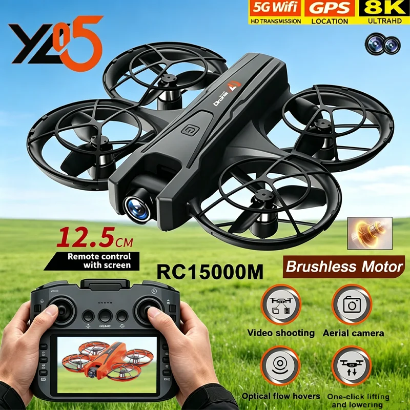 YL05 Drone 8K HD Dual-Camera Screen Remote Aerial Photography with Screen Aircraft Optical Flow Hover RC Quadcopter Toys Gifts