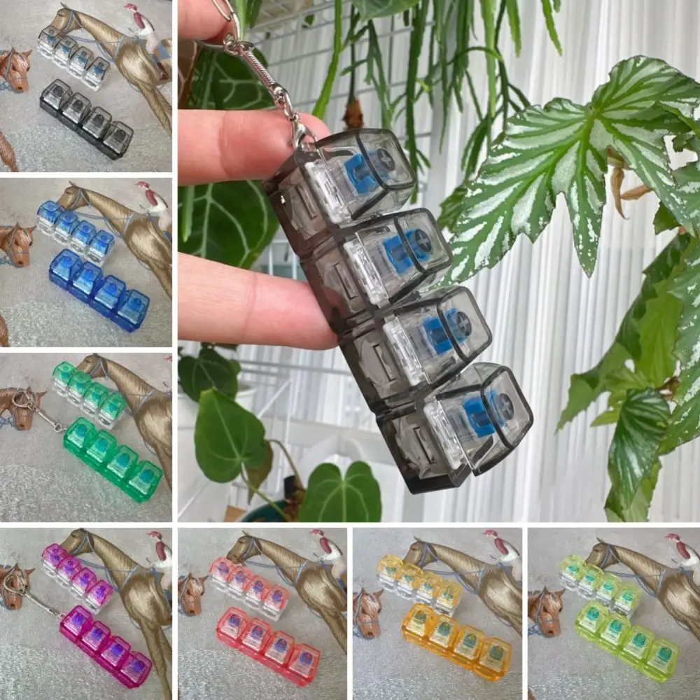 LED Keyboard Key Chain Interesting Pendant Clear Base Fidget Clicker Toy Stress Relief 4 Keys Decompression Keychain For Adults