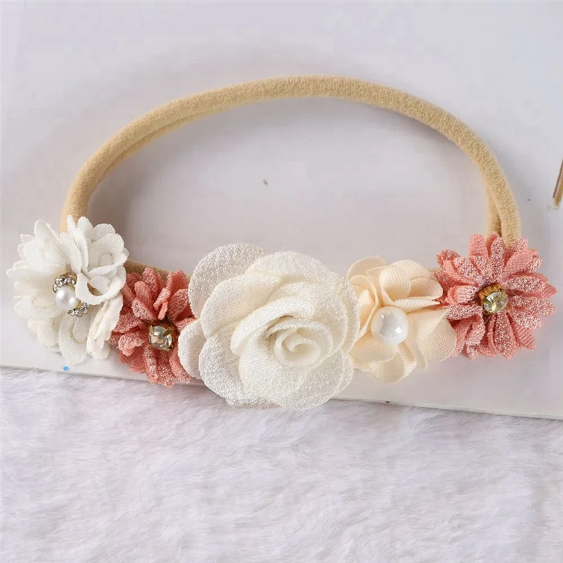 

WOWFU-3Pcs Baby Girl Nylon Headbands - Floral Infant Hair Band Bows, Elastic Wraps For Newborns & Toddlers