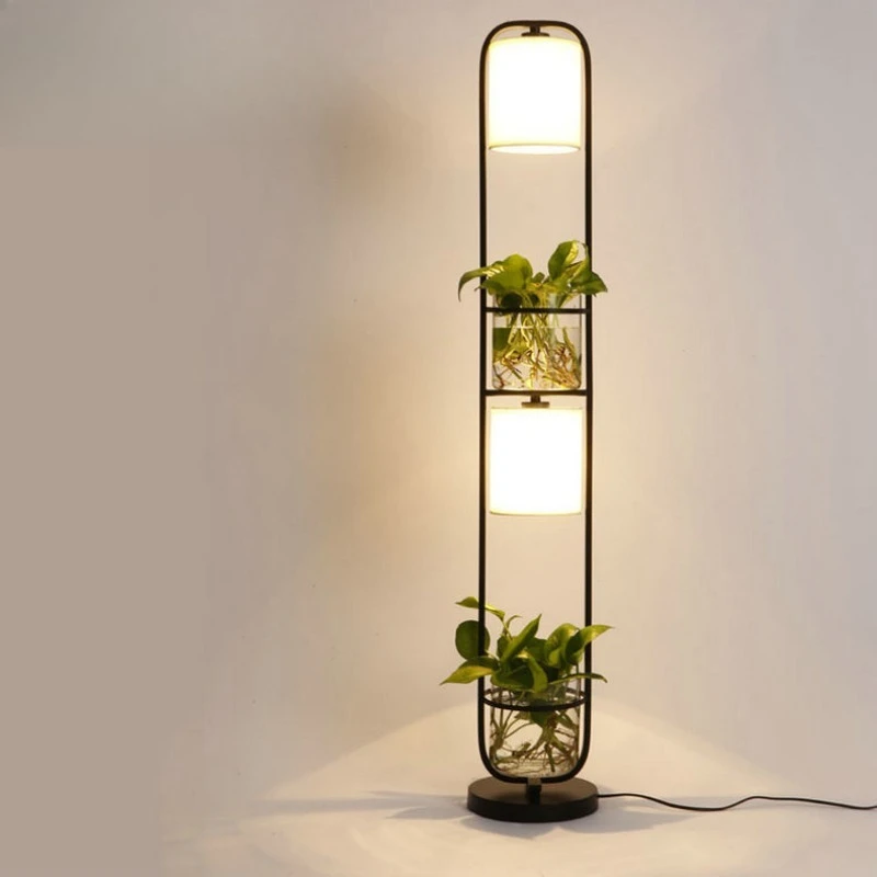 Retro wrought iron floor lamp, simple modern living room study bedroom vertical c