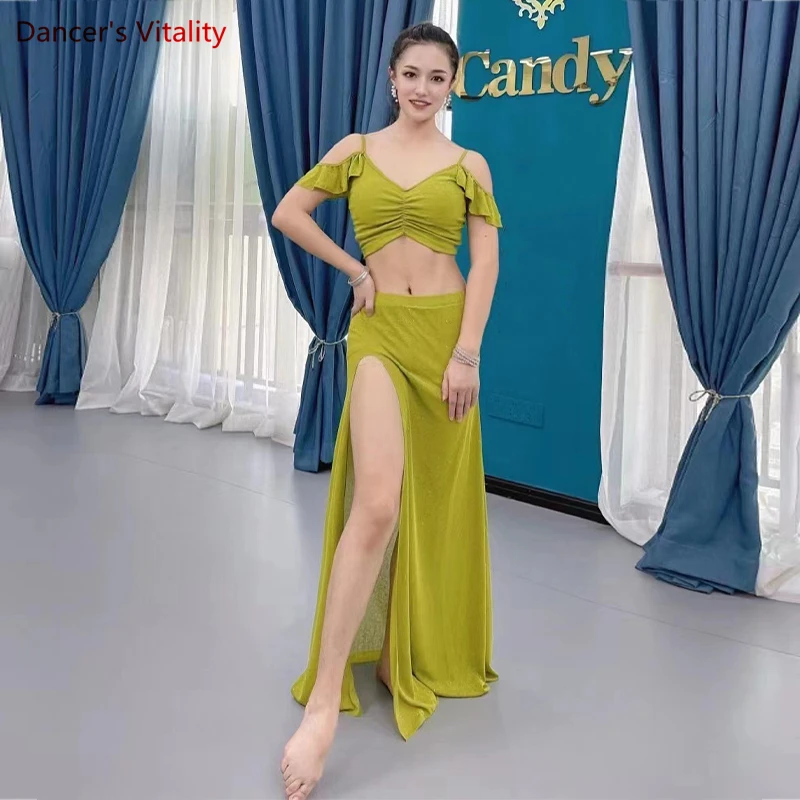 Belly Dance Exotic Dancewear for Women Bellydancing Practice Clothes Cotton Top+long Skirt 2pcs Female Oriental Dance Clothing