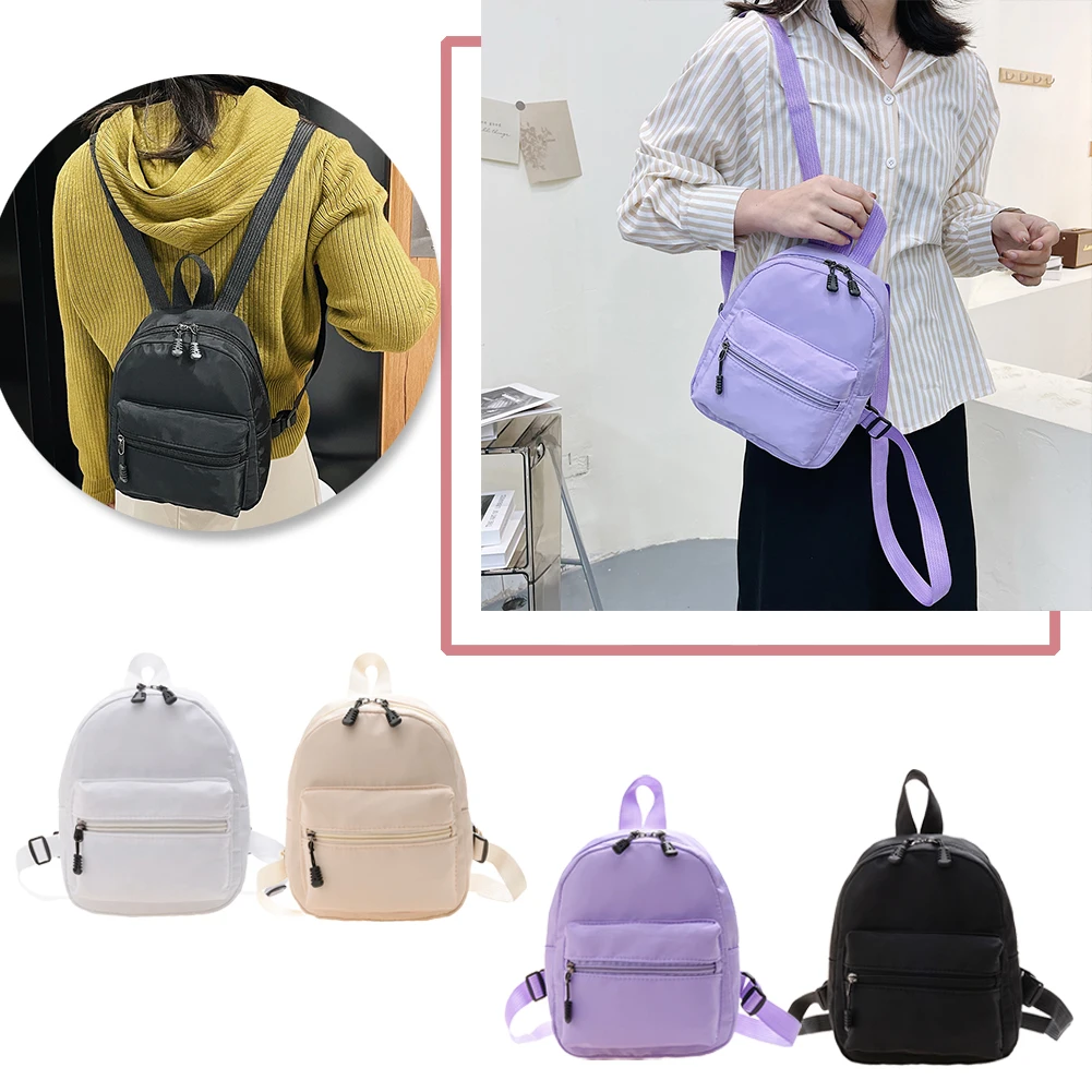 for Fashion Solid Color Backpack Women Nylon Knapsack Preppy Style Mini Rucksacks