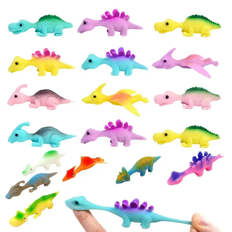 

Stretchy Dinosaur Toys 50pcs Finger Dinosaur Sling Shot Flying Dinosaur Toys Slingshot Dinosaur Finger Action Figures Slingshot