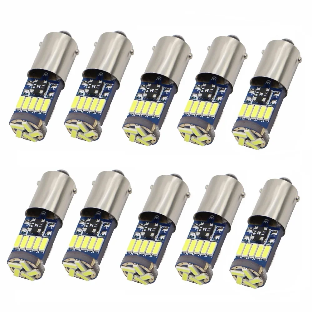 10Pcs Ba9s LED Bulbs T4W T2W T3W White 4014 15-SMD T11 H6W Car LED Interior Dome Light Reading Door Trunk Clearance Lamp 12V