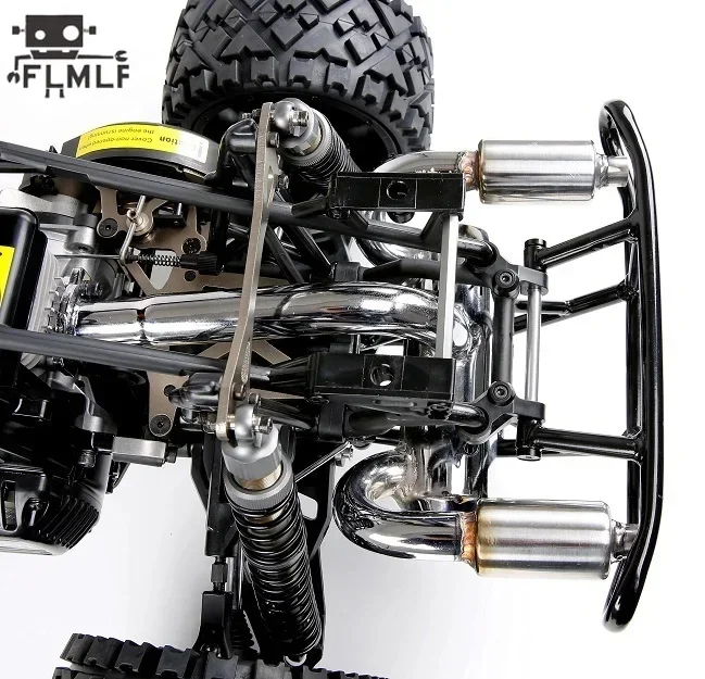 Kit de tubo de escape sintonizado de doble salida de alto rendimiento para coche Rc y parachoques trasero para piezas 1/5 HPI ROFUN BAHA KM ROVAN BAJA 5B SS