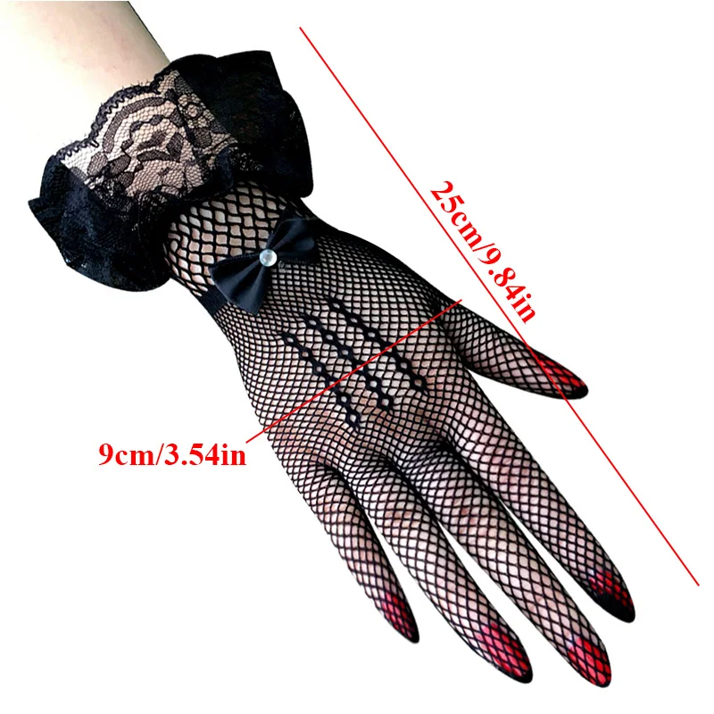 Lace Fashion Design Bridal Wedding Etiquette Gloves Women Black White Summer Uv-proof Driving Gloves Mesh Fishnet Gloves