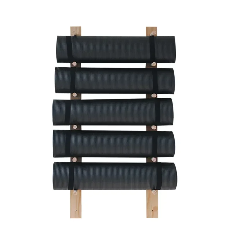 

Solid Wood Yoga Mat Storage Organizer Fitness Equipment Wall Foam Shaft Yoga Studio Storage Shelf Pilates Storage Rack