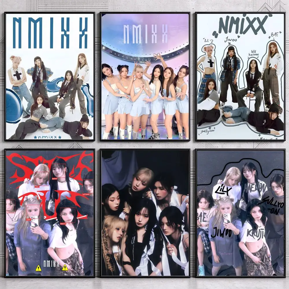 K-Pop Girl Group N-NMIXX Painting Calligraphy Canvas Poster Wall Art Prints for Living Room Bedroom Home Decor Gift