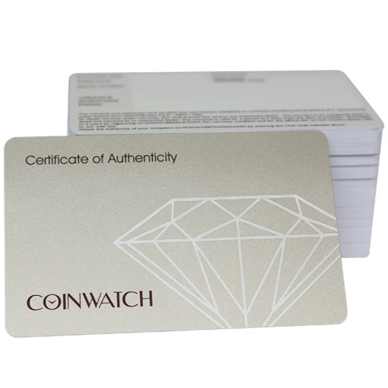 

Custom High Quality Laminate Hologram Printing Logo Standard Glossy PVC Warranty Card For Jewelry