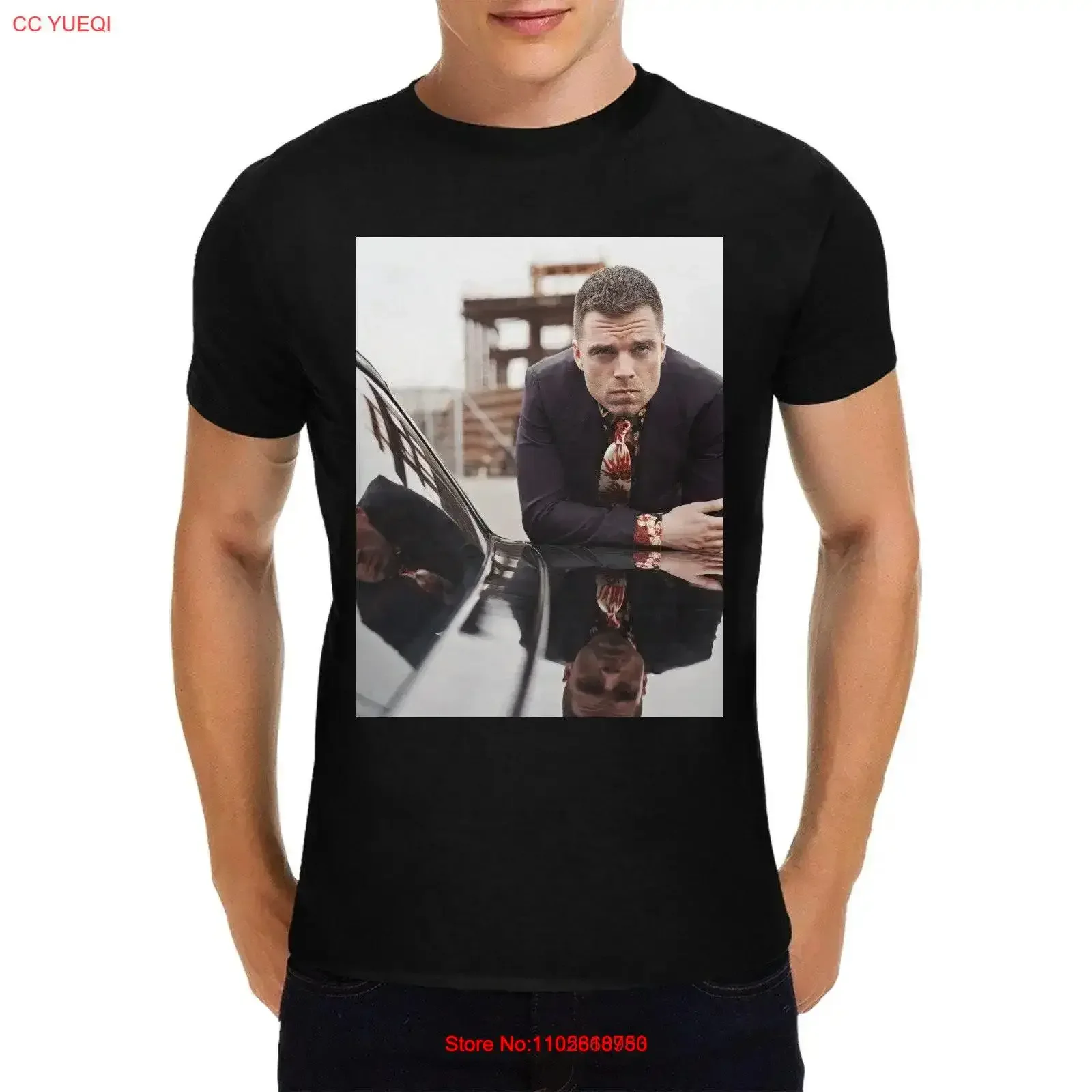 Sebastian Stan T Shirt Women Birthday s Anniversary Black vintage Washed Unisex Stylish Stretched streetwear Soft Versatile