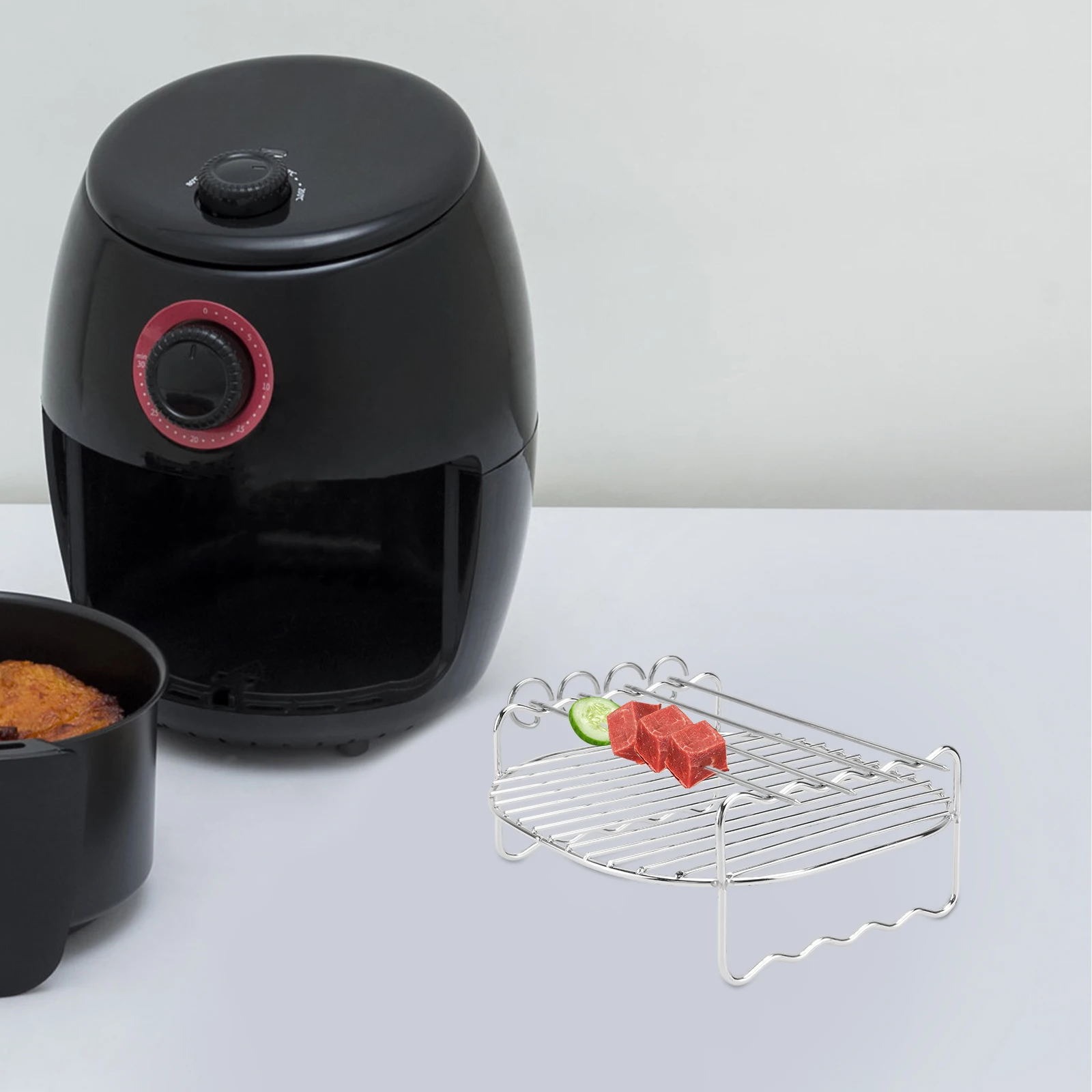 

Air fryer Rack with Skewers Air Fryer Accessories Stainless Steel Rack Round Rack Barbecue Rack