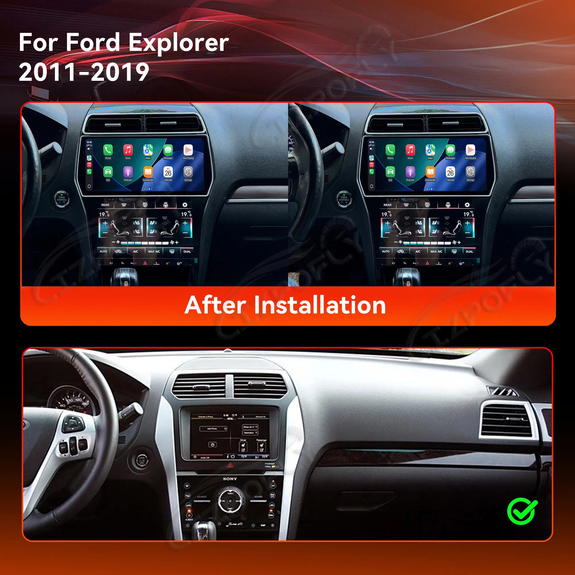 Lizpofly Auto Gauge For Ford Explorer 2011~2019 LCD Digital Dashboard Panel Speed Meters Android 15 Car Radio GPS Navigation