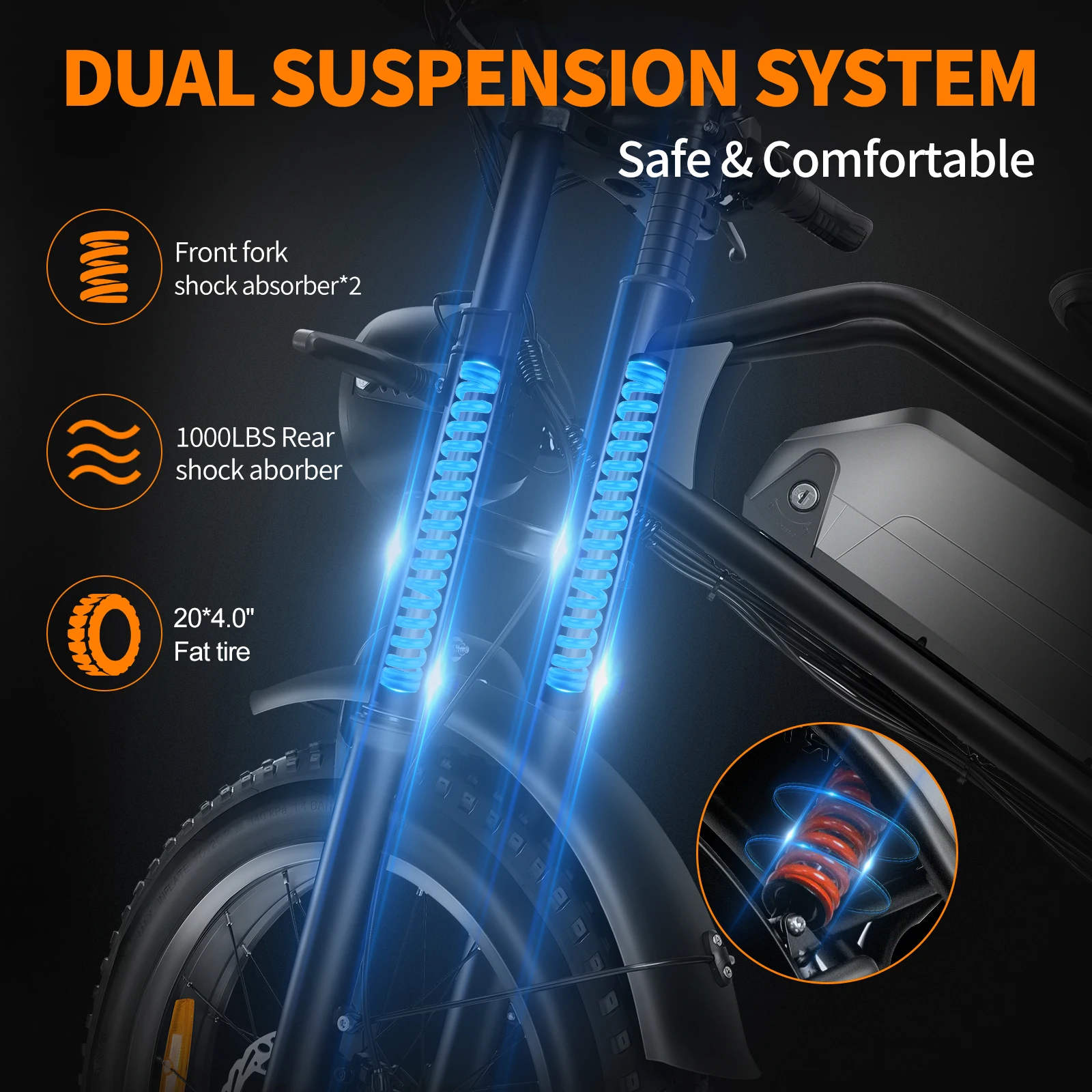 Bicicletta elettrica SMARTRAVEL DK401 E-Bike da fondo per adulti 1200W Motore 48V 18.2Ah Batteria Velocità massima 28MPH 7 velocità 20'' Pneumatici