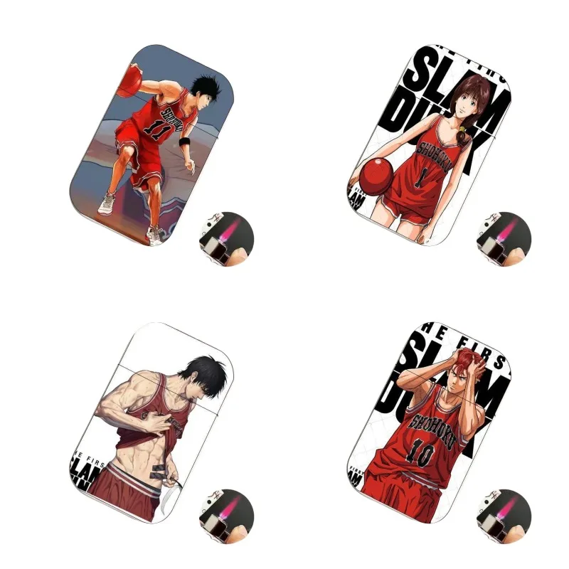 Slam Dunk Kaede Rukawa Hanamichi Sakuragi Takenori Akagi Anime Cartoon Pink Flame Lighter Windproof Cigarette Lighter Wholesale