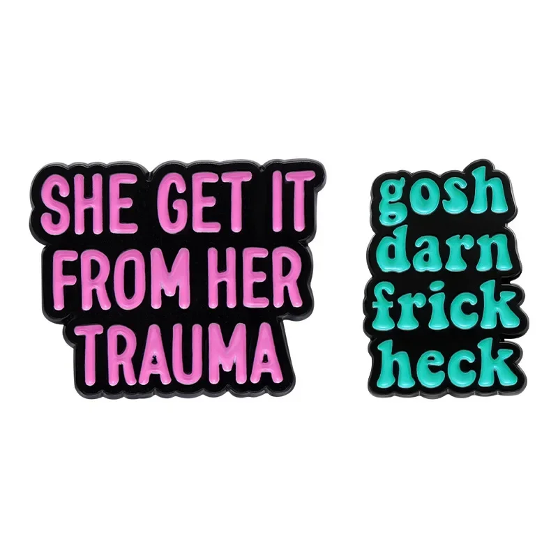 Enamel Pins Alloy Jewelry Personality Trend English Short Sentence Baked Paint Badge Clothing Bag Brooch Brooches for Clothing
