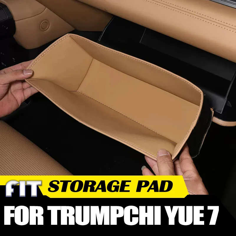 Car Passenger Glove Box Storage Pad Fit for GAC Trumpchi Yue 7 2026 Modified Car Leather Glove Box with Built-in Storage Pocket
