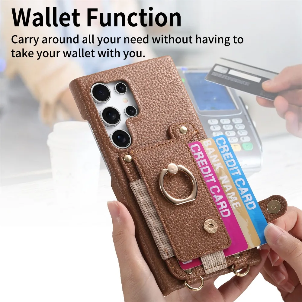 Crossbody Wallet with Card Holder Phone Case for Samsung S25 S24 Plus S23 S22 Ultra S21 FE A56 A36 A26 A16 A06 A55 A35 A15 Cover