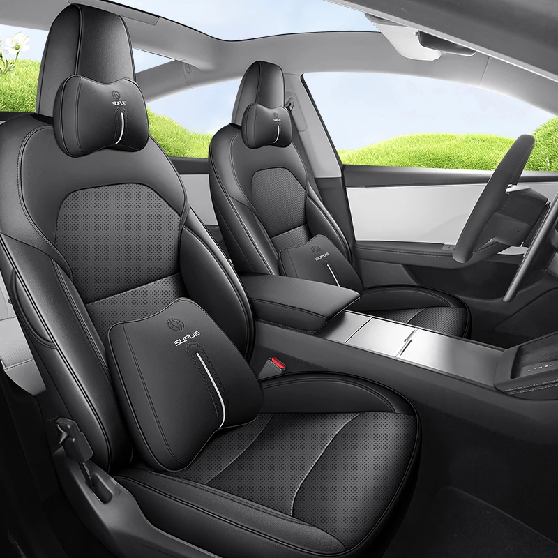 For Tesla Model 3 Highland Y Juniper 2025 2026 Car Special Seats Cover PU Leather Full Surround Style Interior Accessories 2