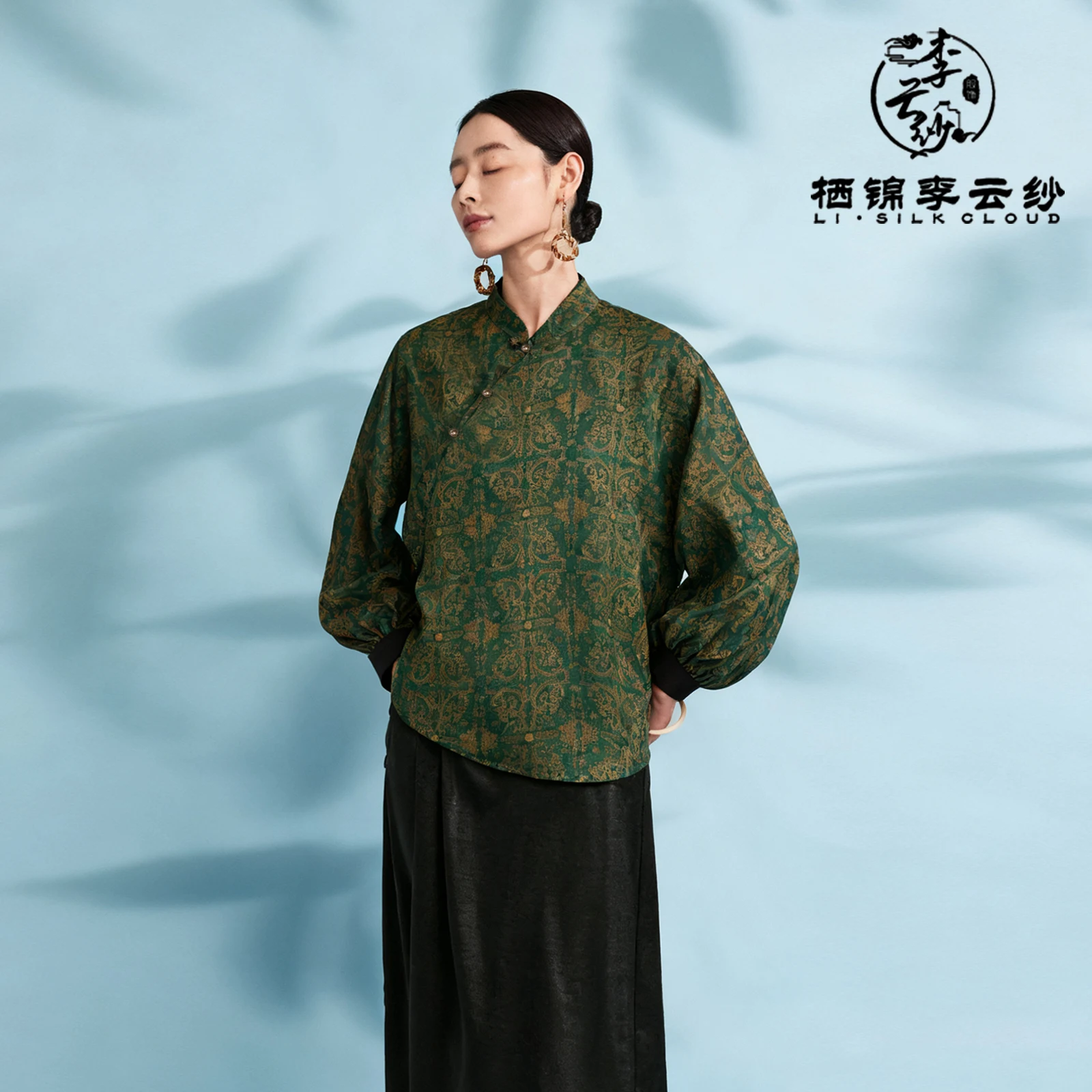 

LI SILK CLOUD Xiangyunsha Верхняя одежда с длинными рукавами — 100% шелк, китайский классический стиль с винтажными принтами
