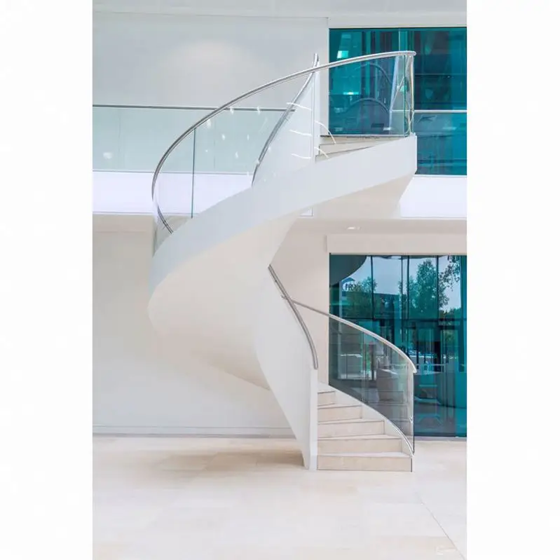 Personalizzazione Scale a spirale in legno con fascio centrale in acciaio al carbonio verniciato a polvere per piccoli spazi fai da te