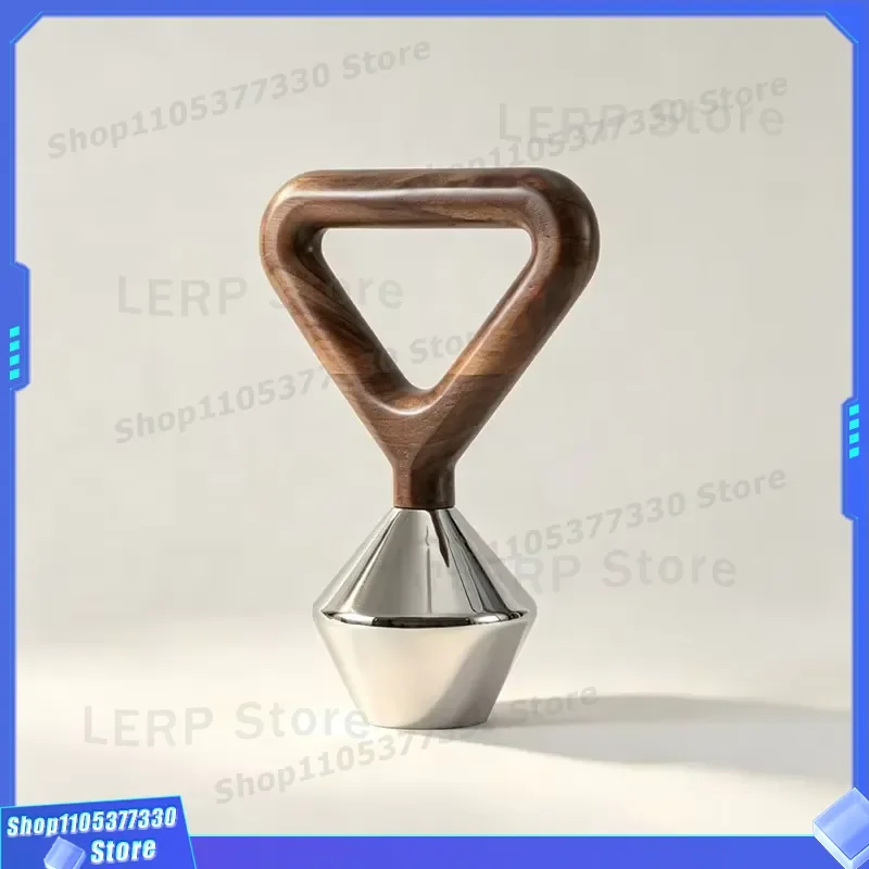 Triangular Wooden Handle Dumbbell Polished Stainless Steel Walnut Finish Home Gym Decor Unique Design Weight Training