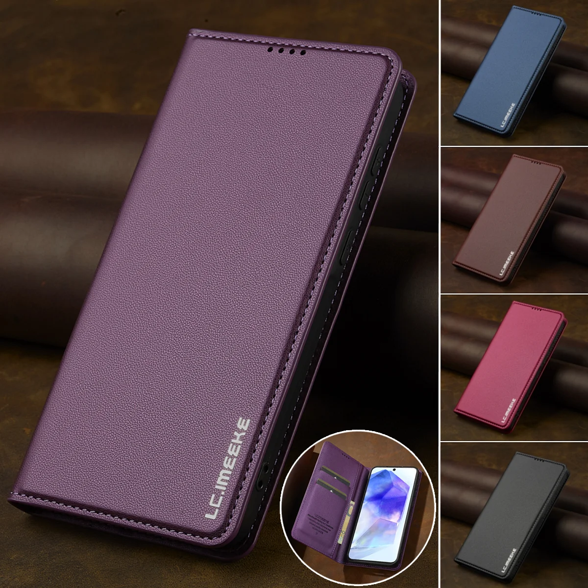 Flip Leather Case For Samsung Galaxy A15 A35 A55 A14 A34 A54 A56 A16 A36 S24 S23 Ultra S22 S21 Plus S20 FE Business Phone Cover