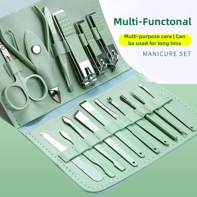 

Premium 16-Piece Nail Grooming Kit for Home Stainless Steel Clippers Pedicure Set and Travel Case Included Manicure Set