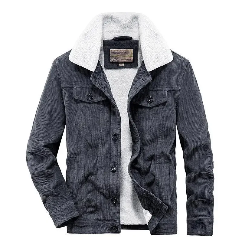 

Winter Loose Jacket Men's Corduroy Parkas Coat Men's Wear Single Breasted Jacket Fashion Coat Casual Plush Outfit Winproof Coats