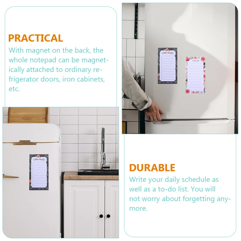 

2pcs Magnetic Notepads For Refrigerator Sticky Memo Pads 50 Sheets Paper Office Home School Use Message Notepads Lists