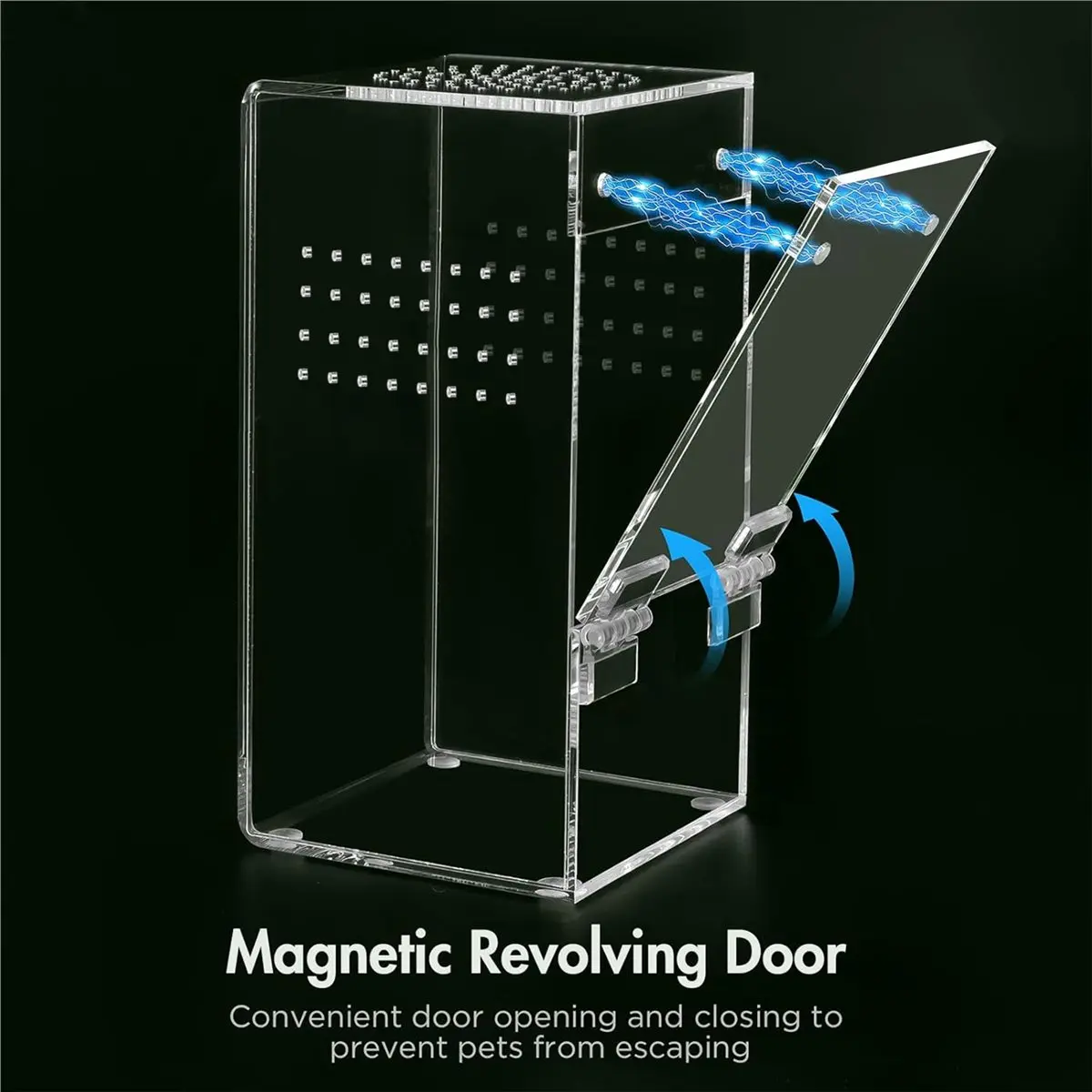 LNHF Acrylic Reptile Terrarium Easy Assembly, 360° Clear & Keep Pet Secure Design for Jumping Spiders, Tarantulas, Geckos