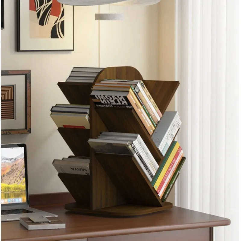 Rotating Book Stand，Multi-Layer Desktop Organizer,Swivel Book Rack, Space Saving Shelf for Office Study Table, Creative Bookcase