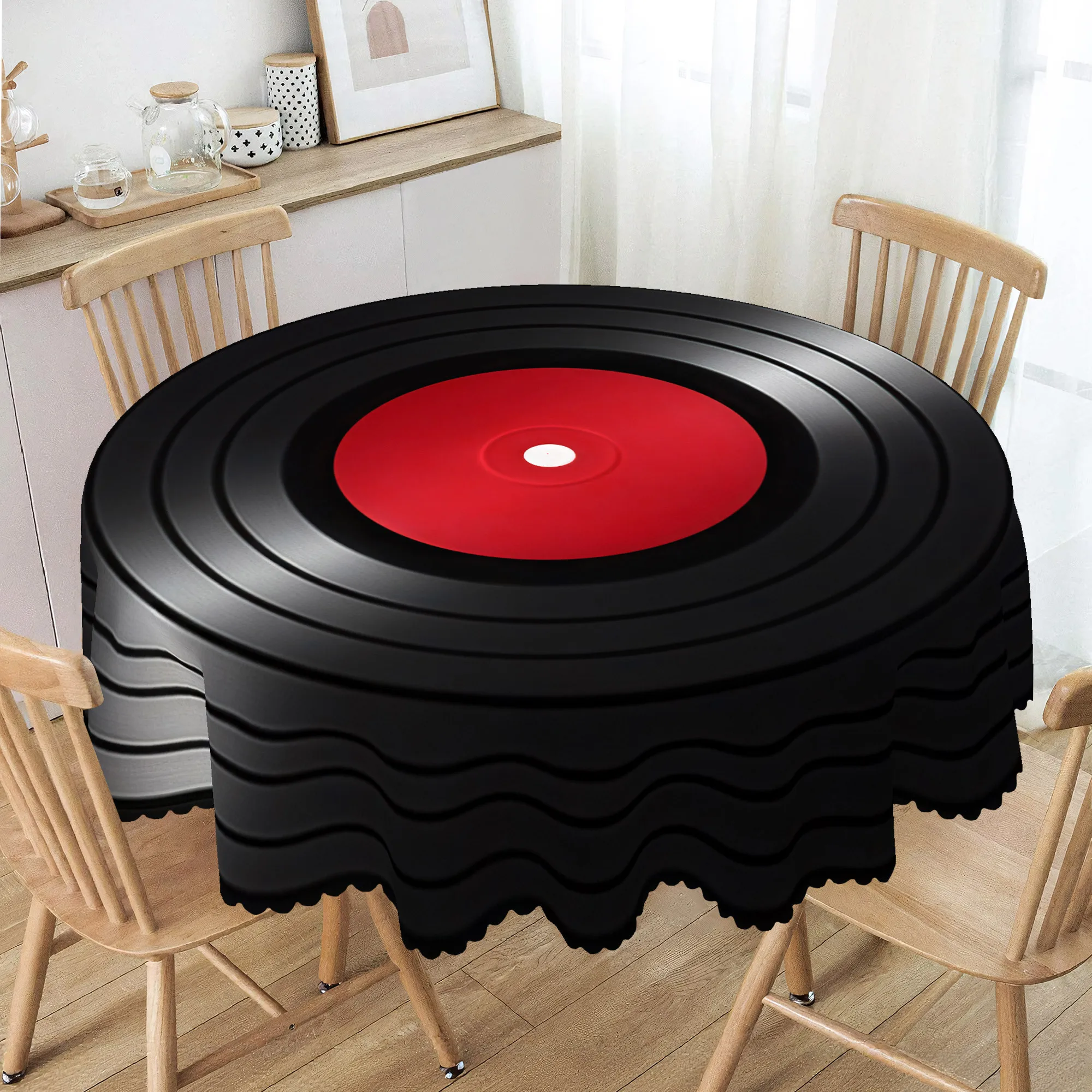 One classic vinyl record tablecloth, made of polyester, suitable for coffee tables