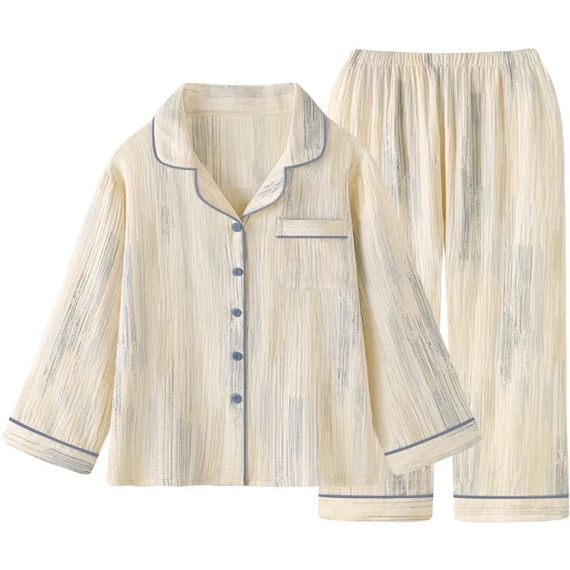 ストライプミニマリストパジャマ女性プラスサイズ長袖ズボンレディースナイトウェア妊婦服セットファッションパジャマ