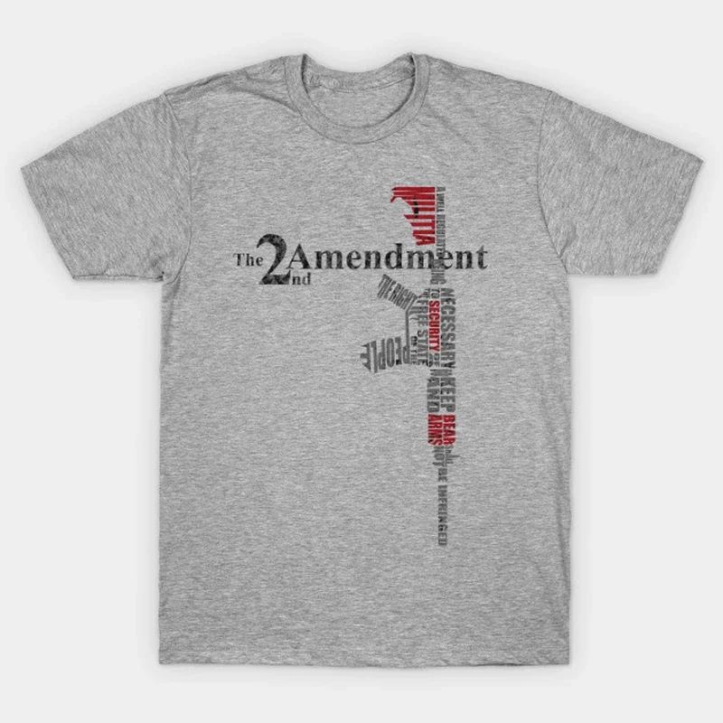 The 2nd Amendment Text AR-15 Rifle T-Shirt 100% Cotton O-Neck Summer Short Sleeve Casual Mens T-shirt Size S-3XL