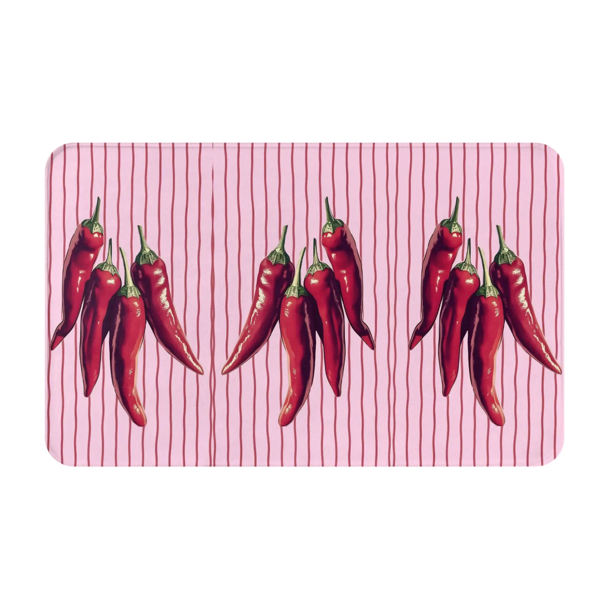 Red Chili Pink Stripe Pattern Doormat Bathroom Living Room Mat  Outdoor Home Decoration