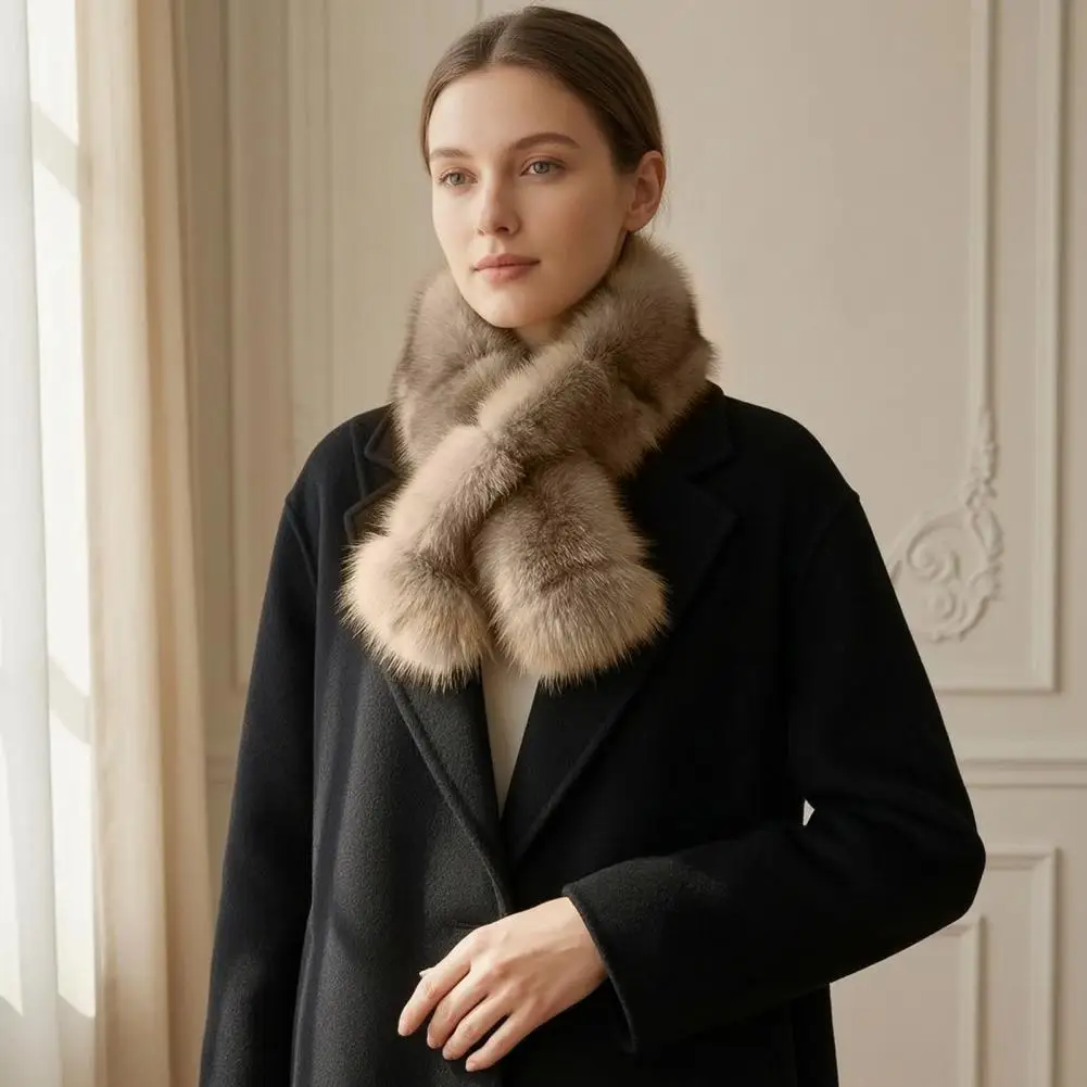 Warm Winter Accessory Winter Scarf Faux Fur Collar Scarf for Women Plush Winter Neck Warmer Fluffy Fashionable Fur Wrap Cozy