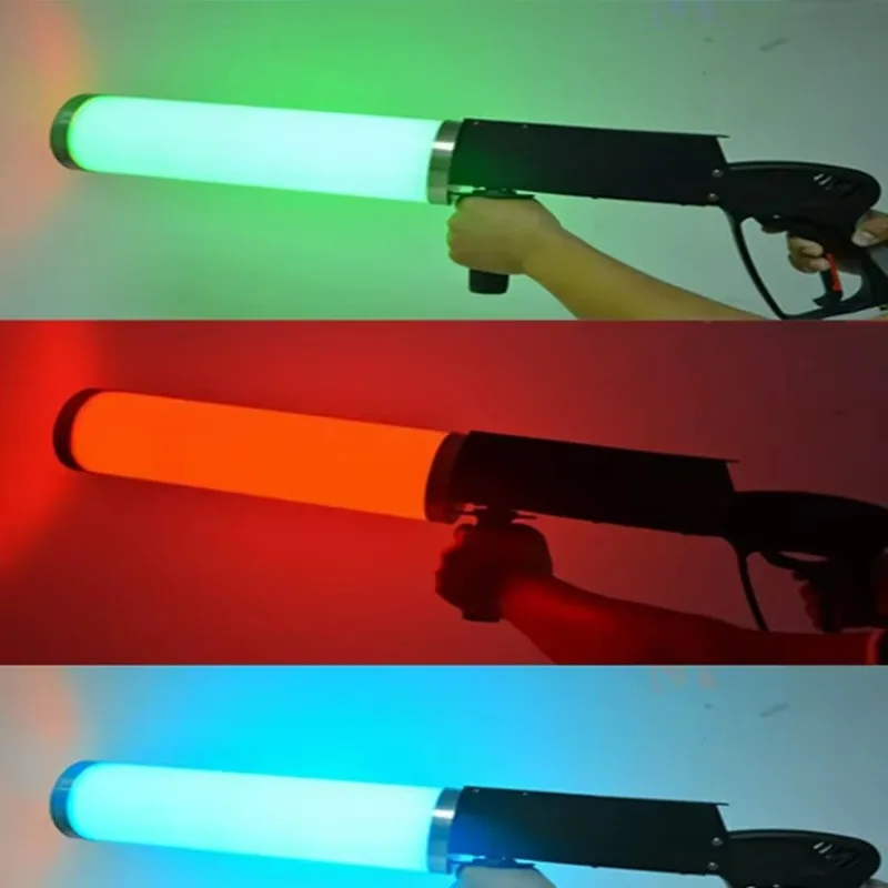 Handheld RGB LED CO2 Airsoft Cannon Portable Jet Smoke Device for Nightclub DJ Club Stage Special Effect Prop Gear