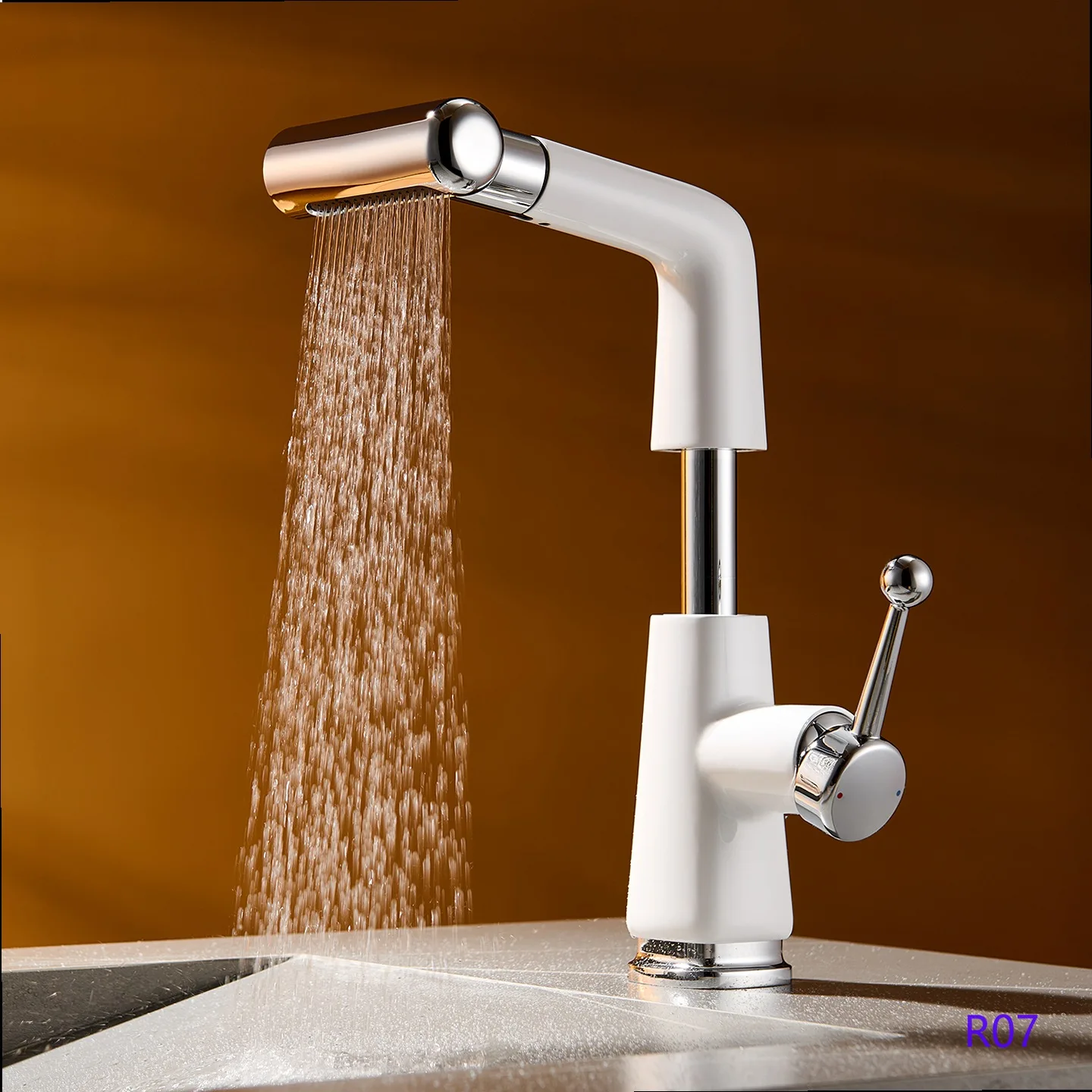 Solid‑Brass Pull‑Out Retractable Sink Faucet, Hot & Cold Mixer Tap for Kitchen & Bathroom Basin Use