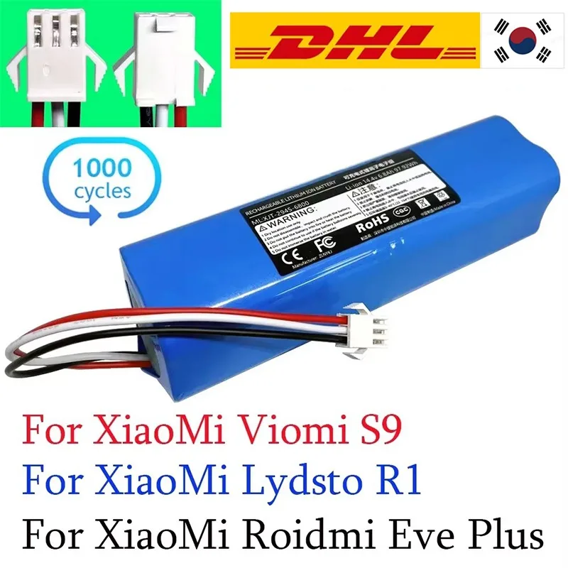 100% New Original For XiaoMi Viomi S9 Lydsto R1 Roidmi Eve Plus Robot Vacuum Cleaner Battery Pack with Capacity 6800mAh