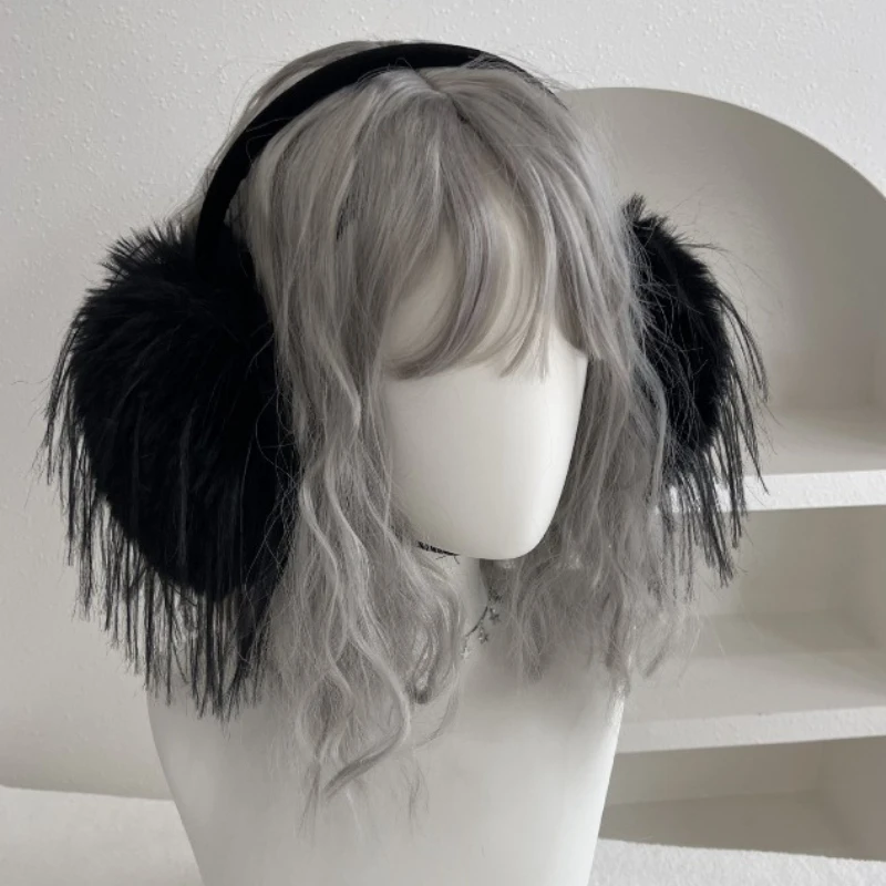 Sweet Cool Long Shaggy Faux Fur Earmuffs, Multi-color Fluffy Tassel Ear Warmers, Y2K Subculture Streetwear Winter Ear Protection