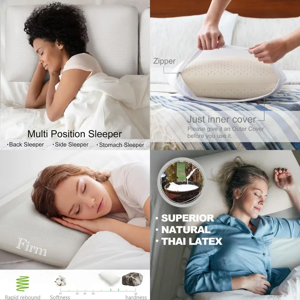 

Natural Talalay Latex Pillow - Premium Support for Sleep, Removable Cotton Cover, Pressure Relief, Breathable, Durable Standard