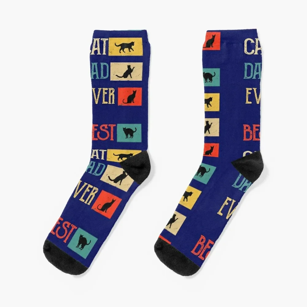 

Retro Best Cat Dad Ever Socks designer Novelties kawaii Mens Socks Women's